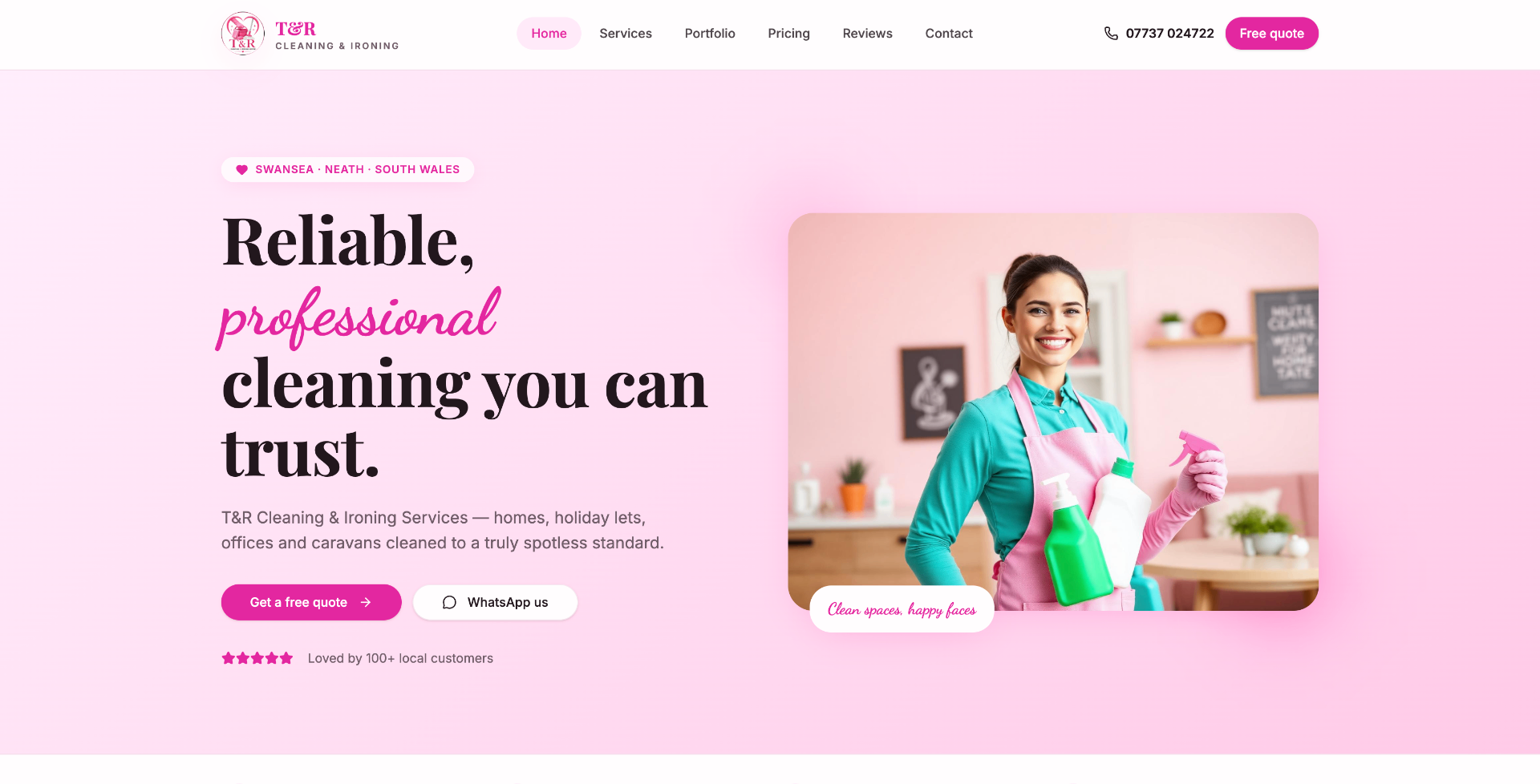 T&R Cleaning website example