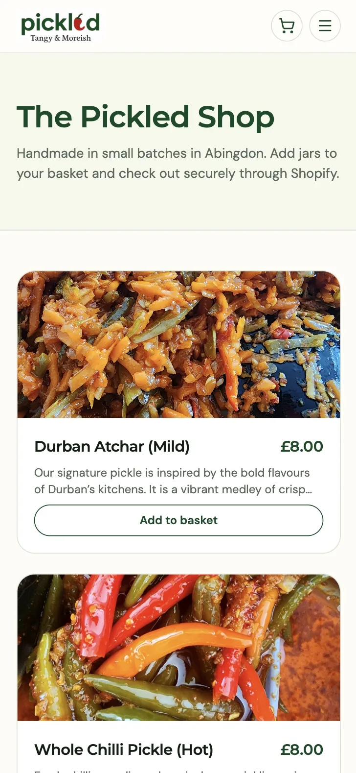 Pickled mobile view
