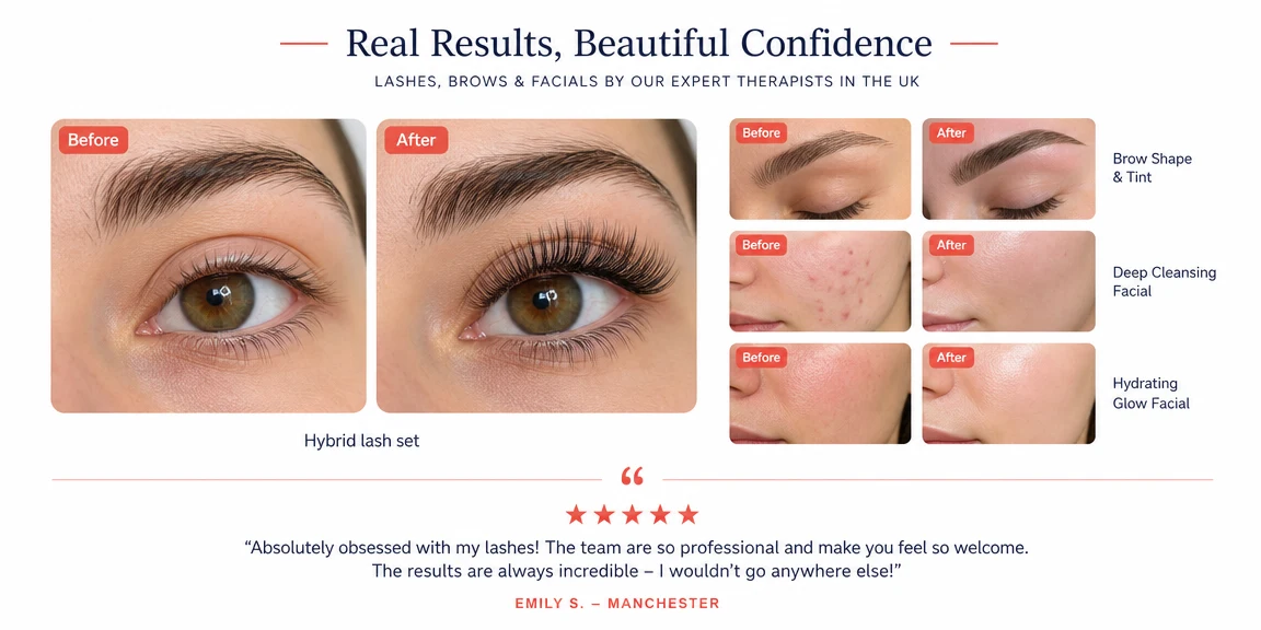 Example beauty salons website section: before and after sections for visual treatments