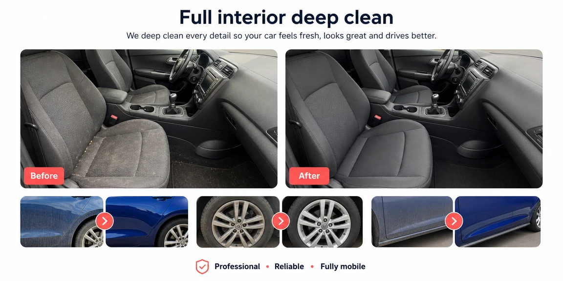 Example mobile valeters & detailers website section: before and after galleries
