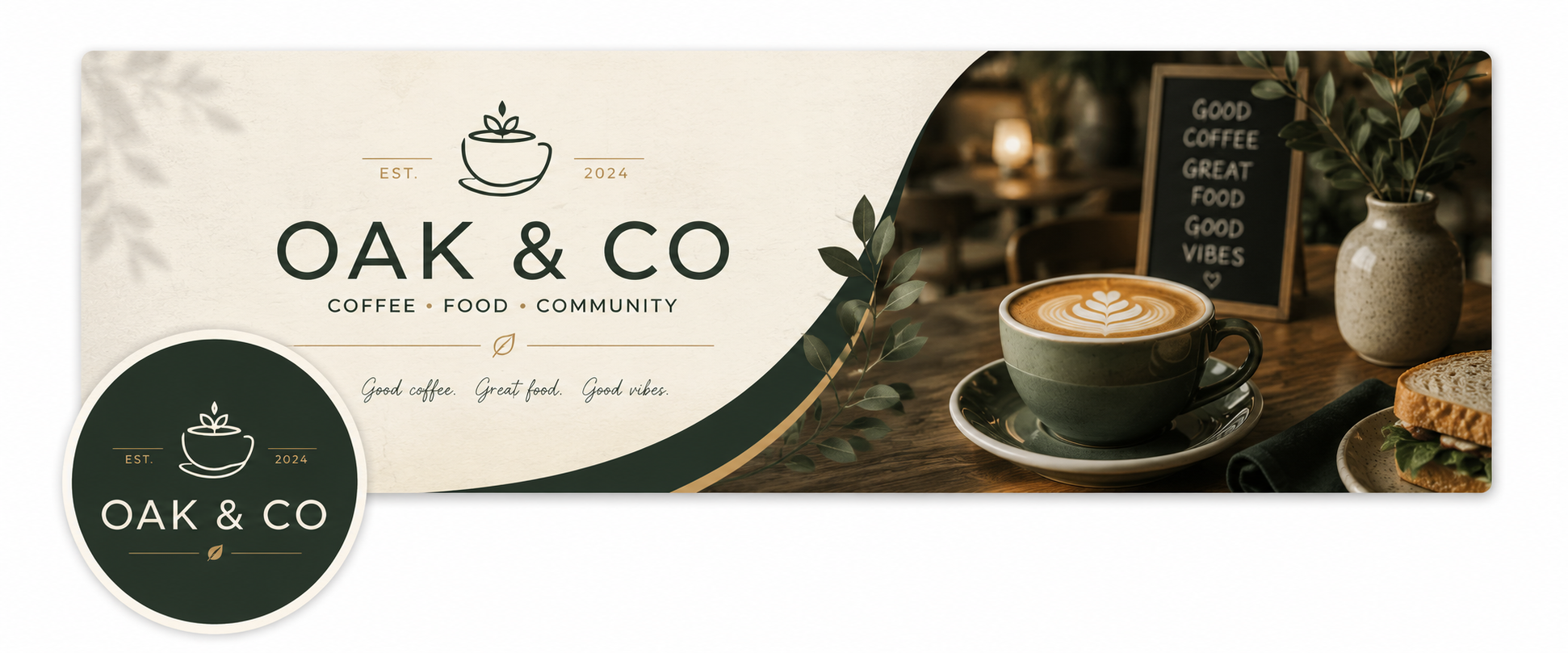 Facebook cover image and profile picture mockup for a cafe brand